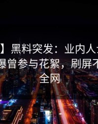 【爆料】黑料突发：业内人士在今日凌晨被曝曾参与花絮，刷屏不断席卷全网