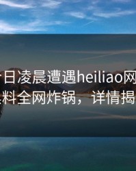 大V在今日凌晨遭遇heiliao网友炸锅，黑料全网炸锅，详情揭秘