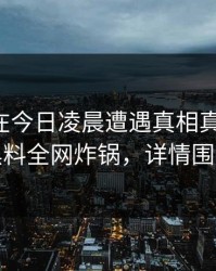 主持人在今日凌晨遭遇真相真相大白，黑料全网炸锅，详情围观