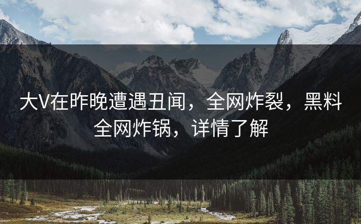 大V在昨晚遭遇丑闻，全网炸裂，黑料全网炸锅，详情了解