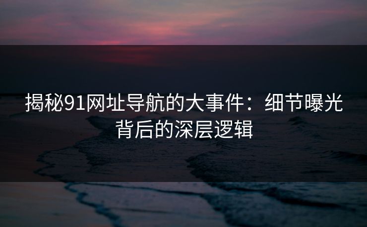 揭秘91网址导航的大事件：细节曝光背后的深层逻辑