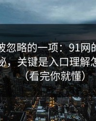 最容易被忽略的一项：91网的隐藏选项不神秘，关键是入口理解怎么理解（看完你就懂）