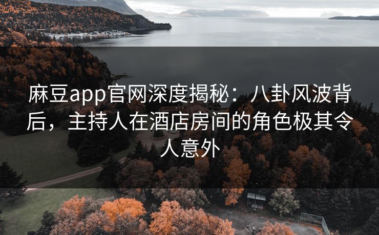 麻豆app官网深度揭秘：八卦风波背后，主持人在酒店房间的角色极其令人意外